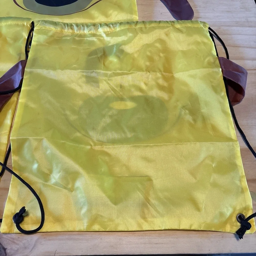 Aaron's Furniture VTG Puppy Dog Drawstring Bags Yellow With Ears Funny Lot Of 3